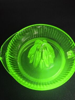 1930's Uranium Glass Large Juicer